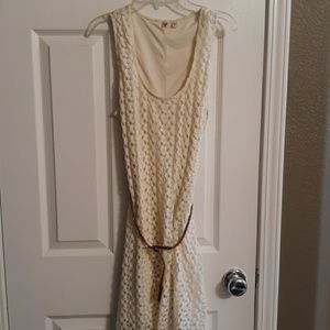 Cream Dress with Knit overlay
